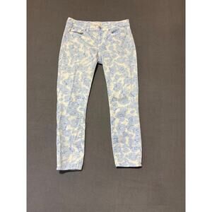 J. Crew Factory Blue and White Straight Leg Jeans